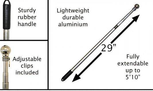Telescopic aluminium 6ft hand flag pole