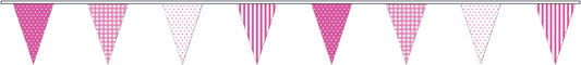 Pink gingham polka dot and stripe party baby shower retro bunting 9m long high quality