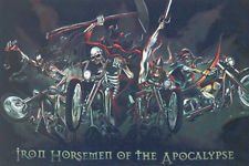 Skull style Iron horsemen of the apocalypse flag 5ft x 3ft