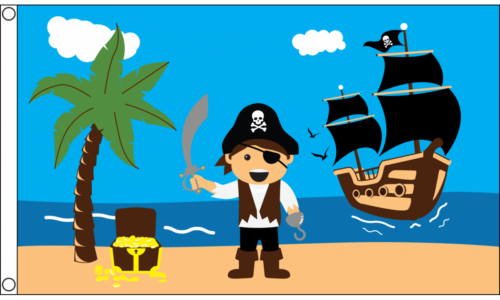 Pirate treasure beach flag 5ft x 3ft