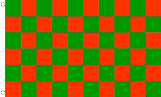 Chequered check flag red green 5ft x 3ft