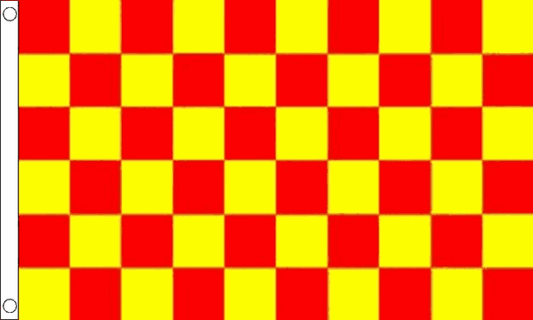 Chequered check flag red yellow 5ft x 3ft