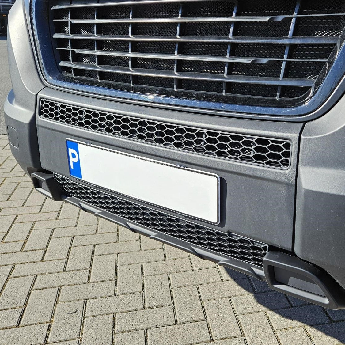 For Peugeot Boxer Bumper Honeycomb Grille | Matte Black Front Styling Upgrade | Non Parking Sensor Version | Van-X