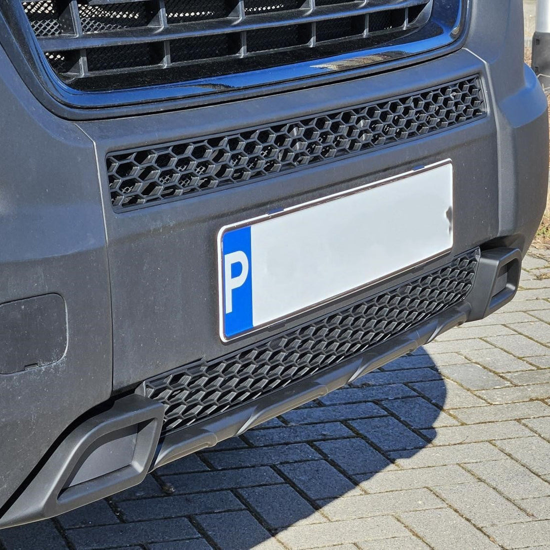 For Peugeot Boxer Bumper Honeycomb Grille | Matte Black Front Styling Upgrade | Non Parking Sensor Version | Van-X