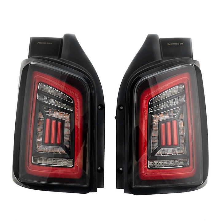 For VW T6 Transporter MK3.1 Van Barndoor LED Rear Lights – Full Frame Clear LED Light Bar | Van-X