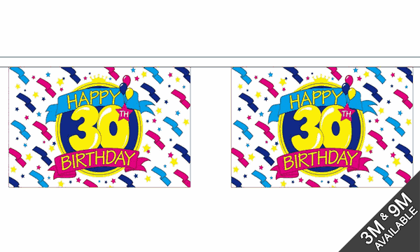 30th birthday bunting 9m long