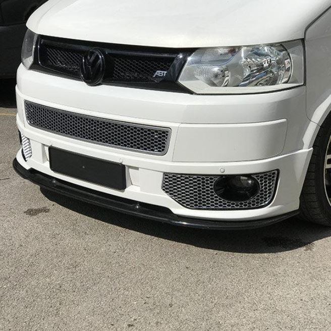 For VW T5.1 Transporter Sportline Honeycomb Front Spoiler Fog Light Trims Matte Chrome | Van-X