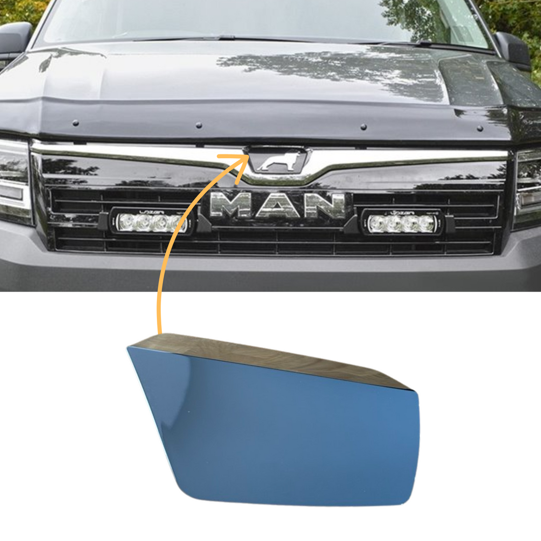 For MAN TGE De-badged Grille Blanking Plate – Shiny Chrome Front Grille Upgrade | Van-X
