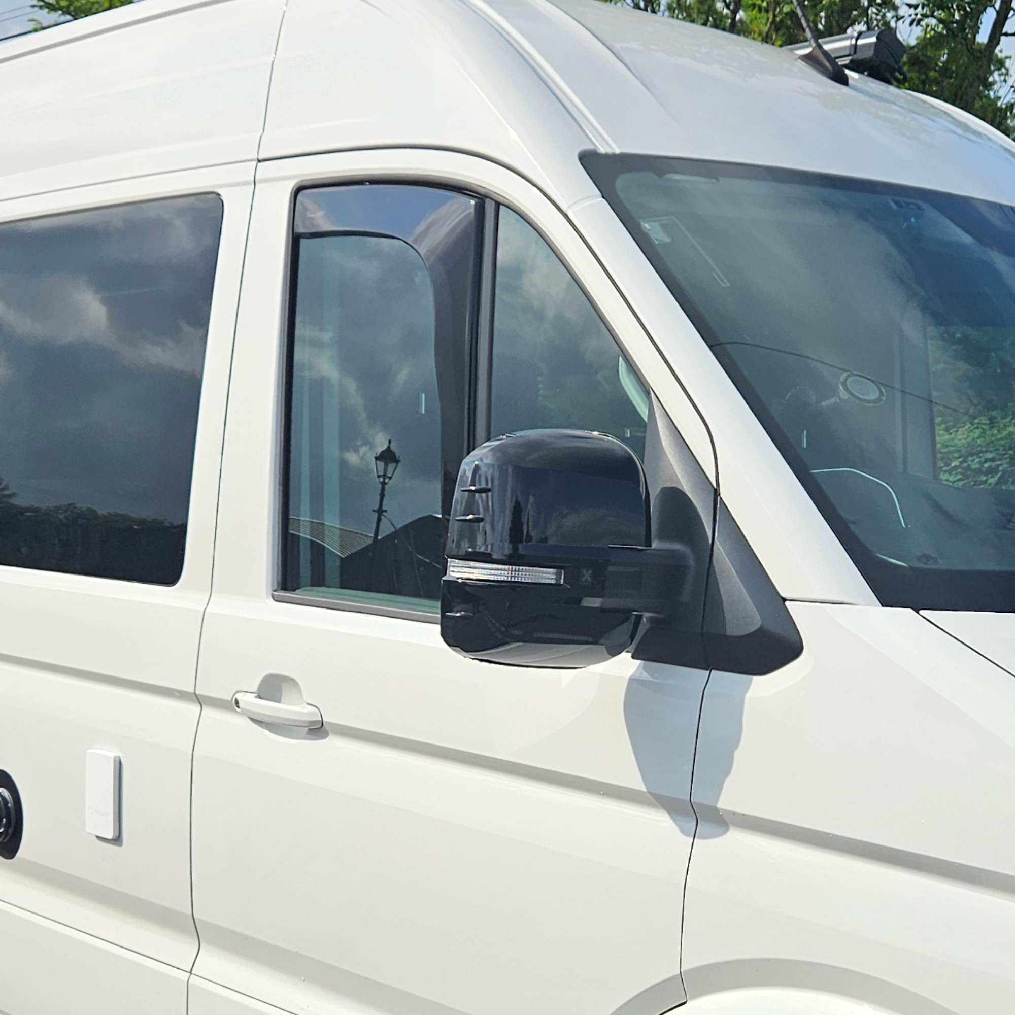 For MAN TGE Wing Mirror Covers Gloss Black Set of 2 Mirror Cap Styling Upgrade - Van-X