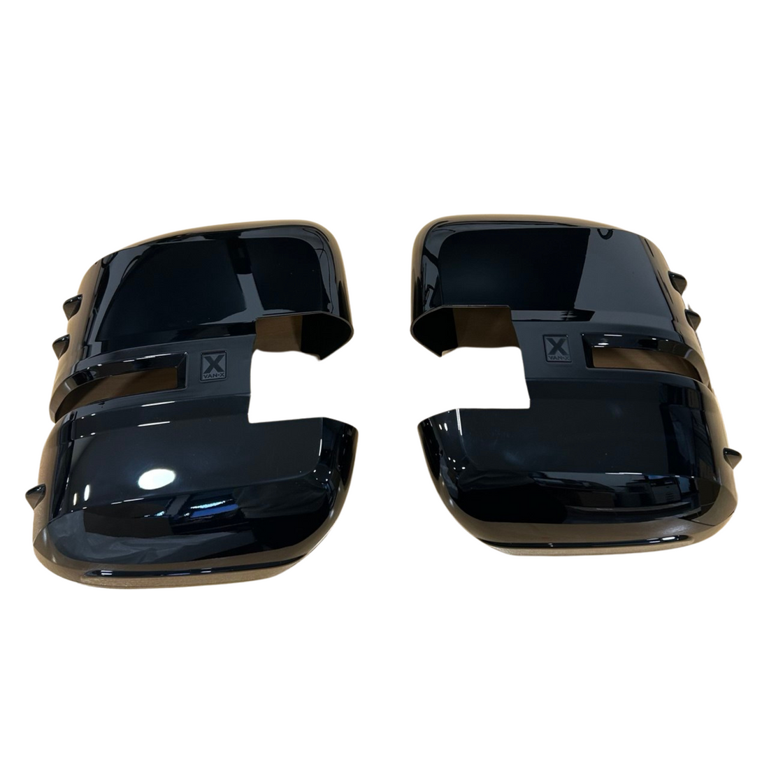 For MAN TGE Wing Mirror Covers Gloss Black Set of 2 Mirror Cap Styling Upgrade - Van-X
