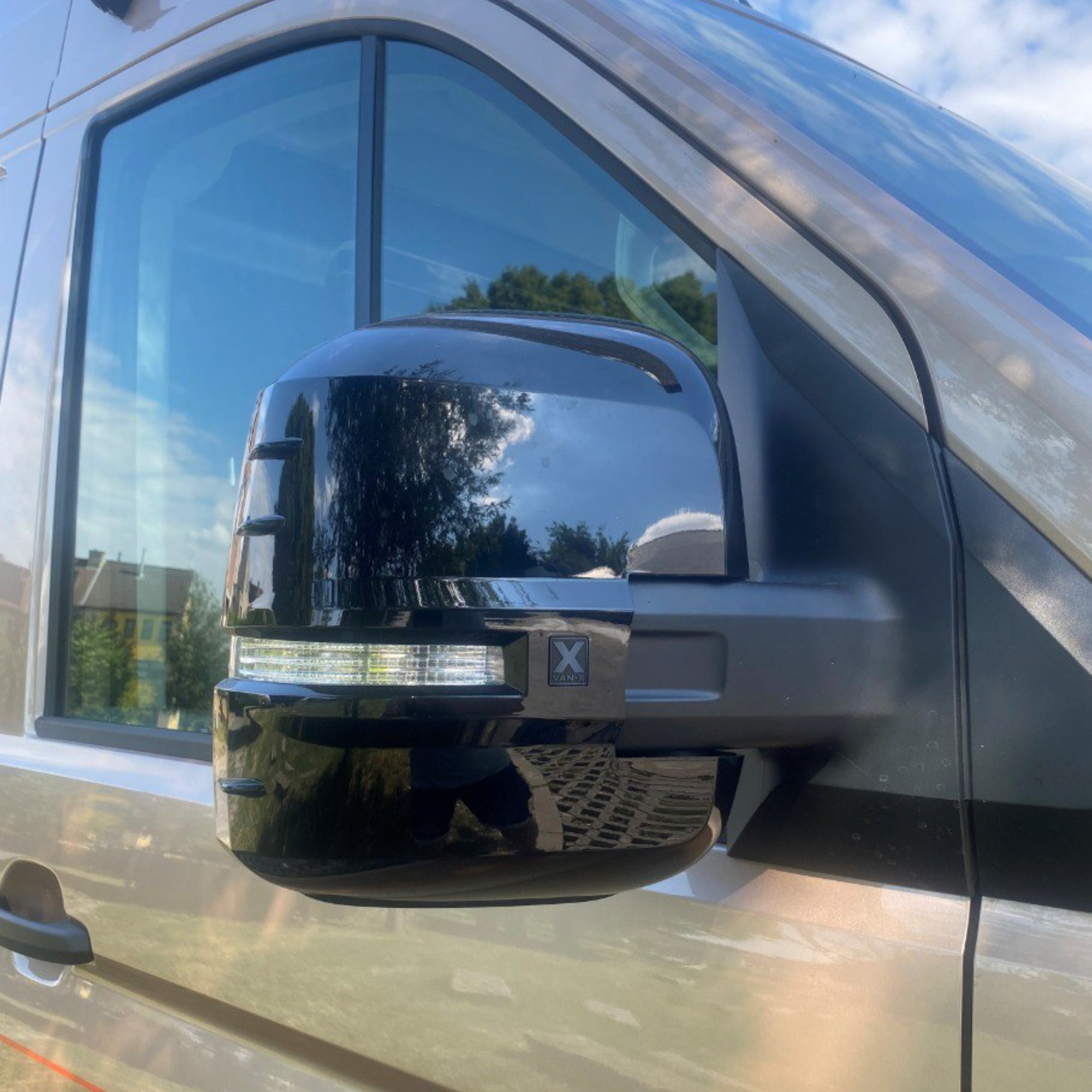 For MAN TGE Wing Mirror Covers Gloss Black Set of 2 Mirror Cap Styling Upgrade - Van-X