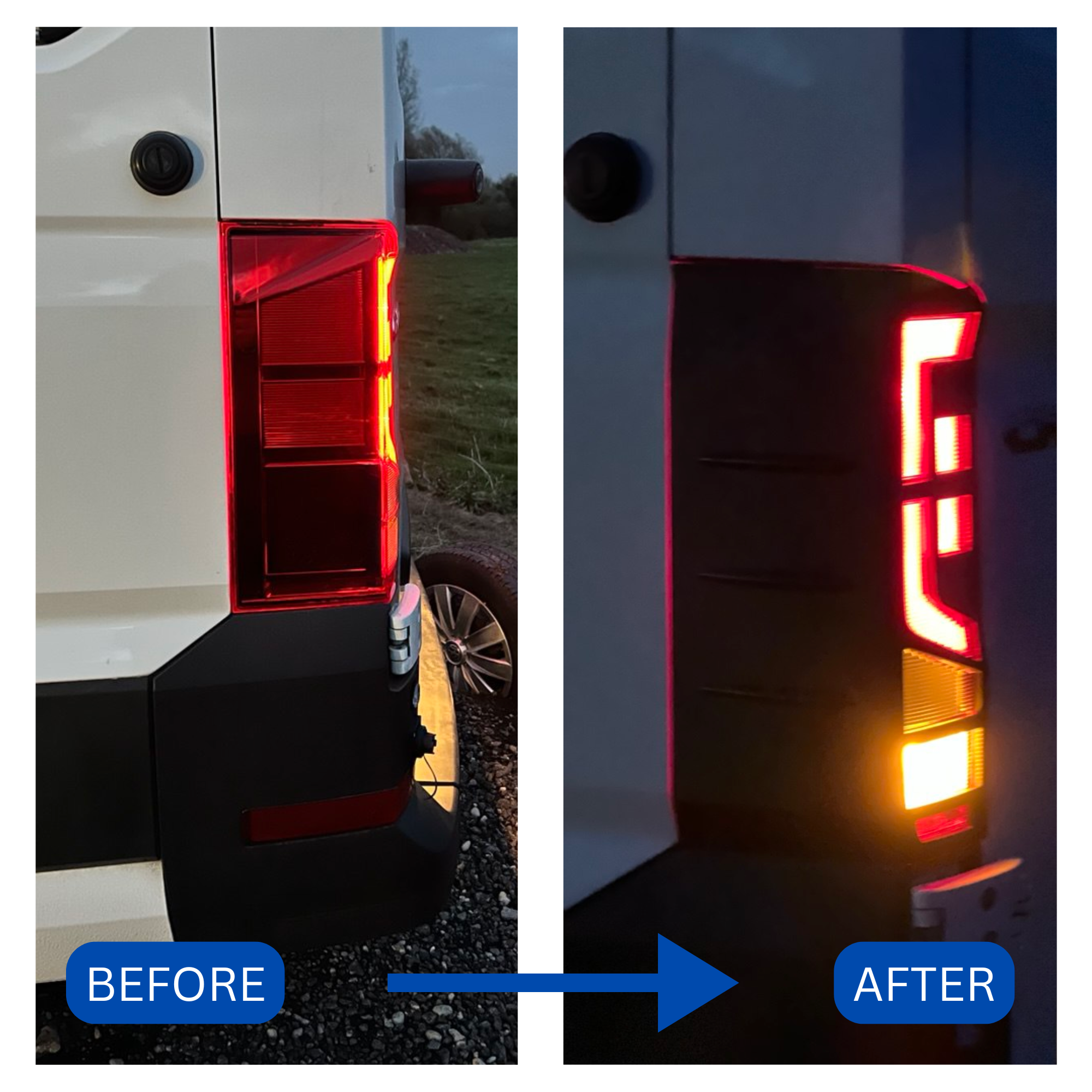 For Volkswagen Crafter Rear Light Guards -  Gloss Black (2018 Onwards)