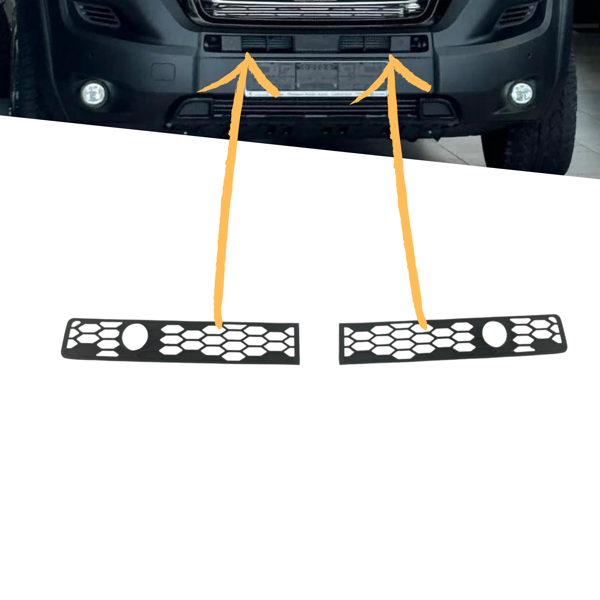 For Peugeot Boxer Bumper Honeycomb Grille | Matte Black Parking Sensor Compatible | Van-X