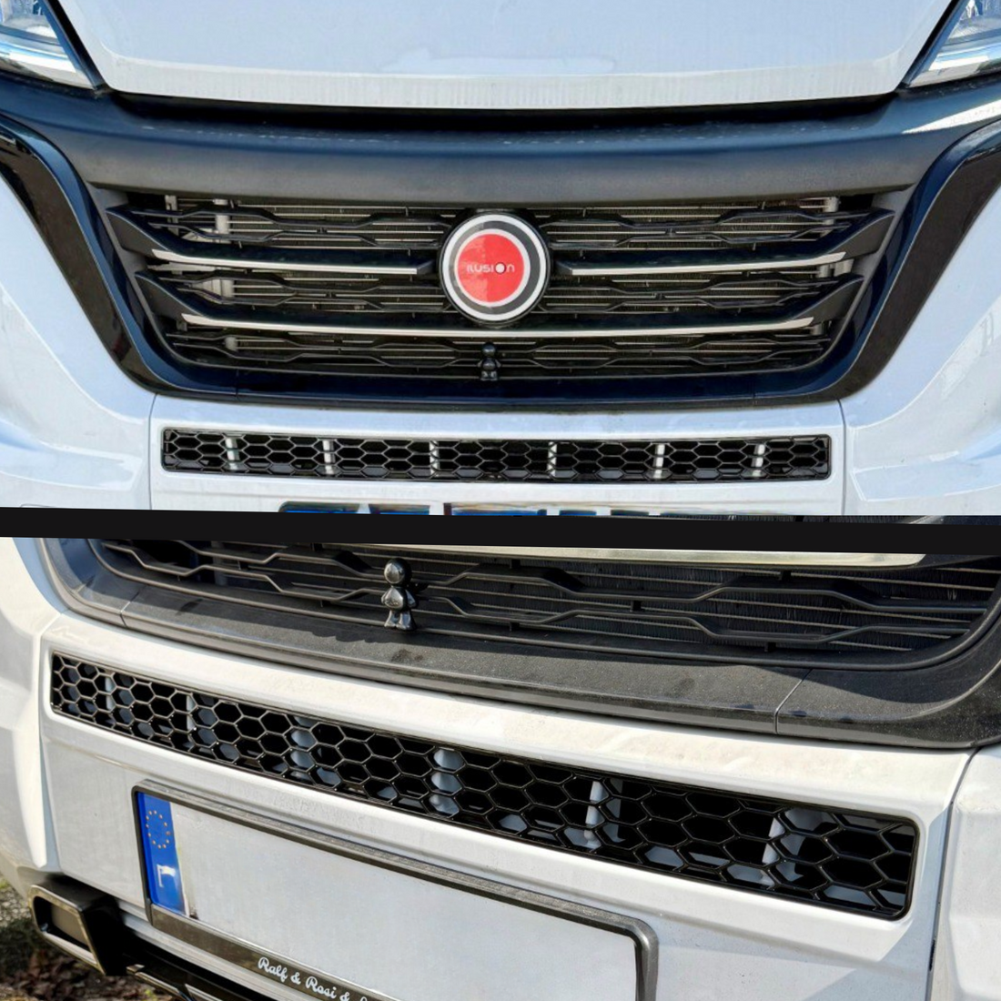 For Peugeot Boxer Bumper Honeycomb Grille | Gloss Black Front Styling Upgrade | Non Parking Sensor Version | Van-X