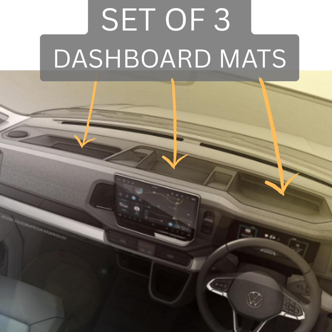 For MAN TGE / VW Crafter Top Dashboard Rubber Insert Mats - Van-X