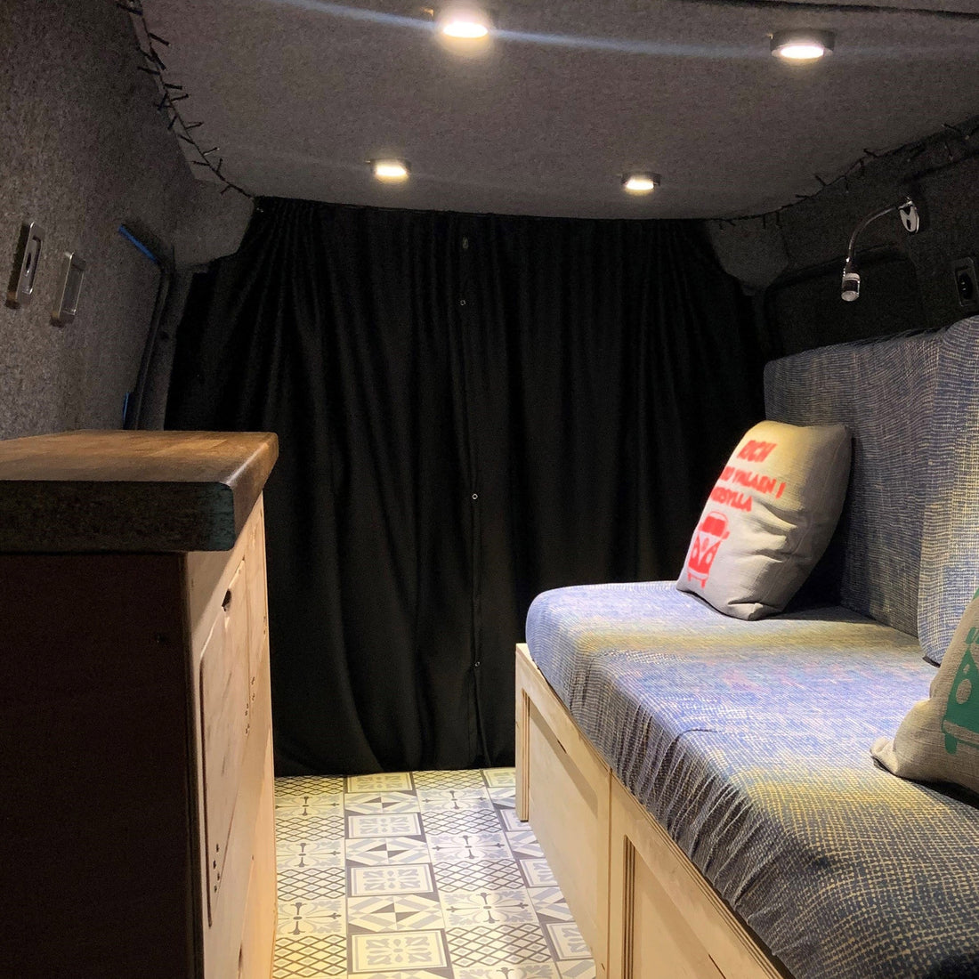For Fiat Doblo Cab Divider Curtain Kit with Rail Premium Quality - Van-X