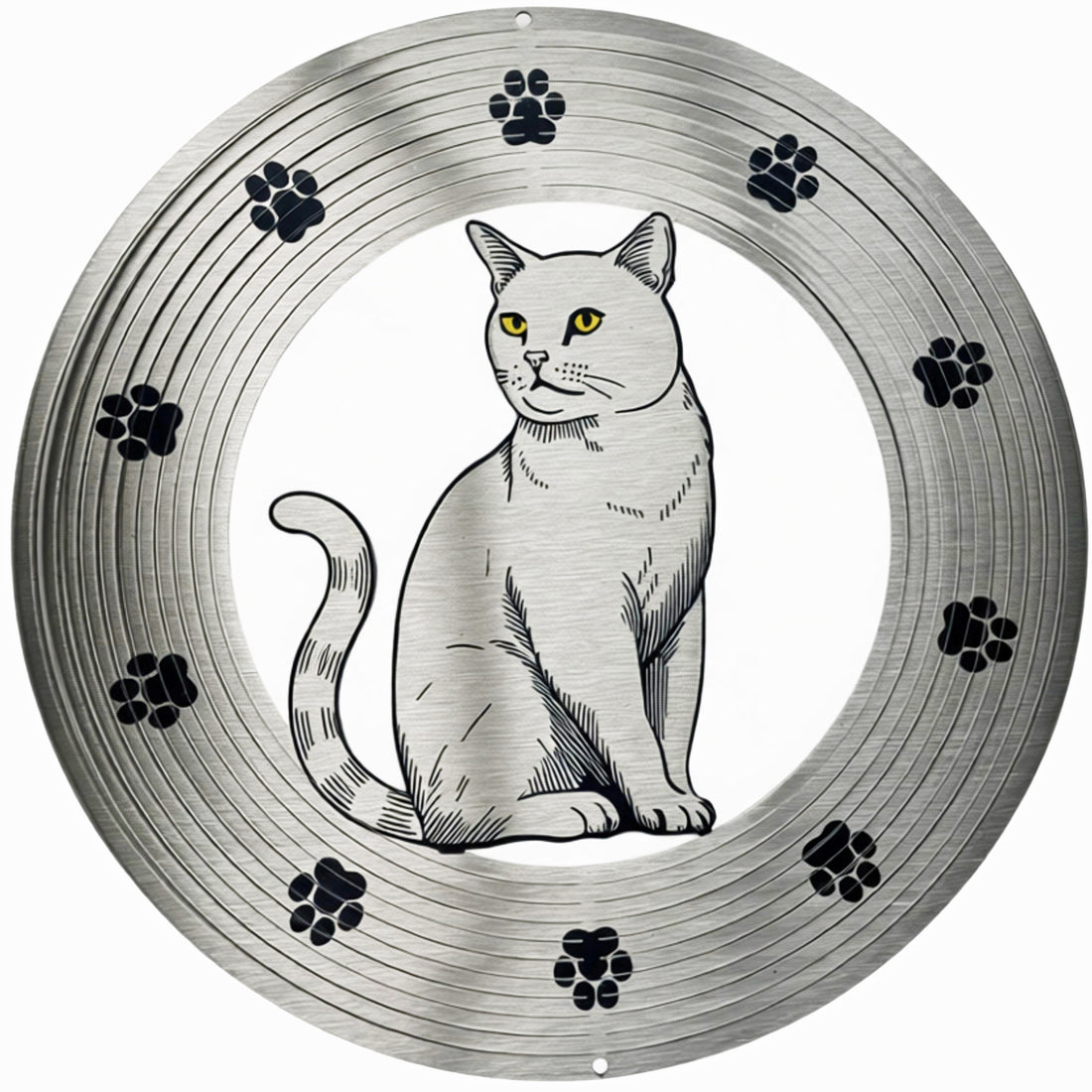 Cat silver 6 inch stainless steel garden windspinner
