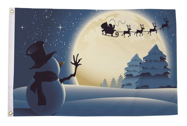 Christmas snowman moon flag 5ft x 3ft with eyelets