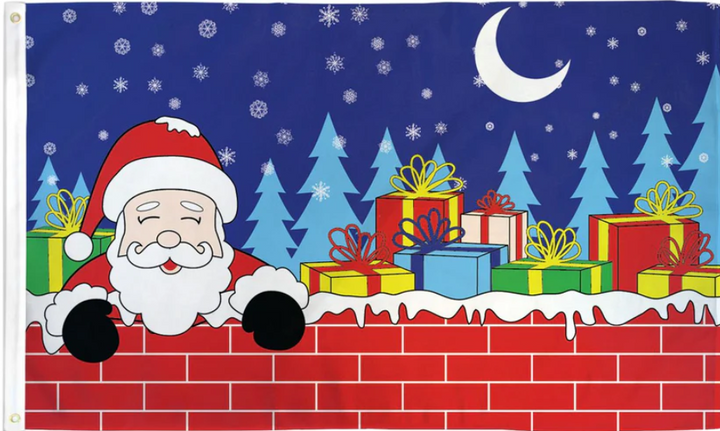 Christmas eve  santa flag 5ft x 3ft with eyelets