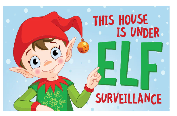 Elf surveillance Christmas mischief flag 5ft x 3ft with eyelets