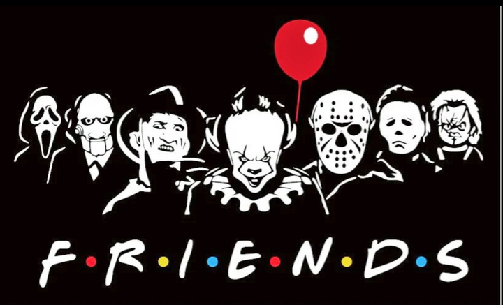 Frightening friends scary Halloween type flag 5ft x 3ft with metal eyelets