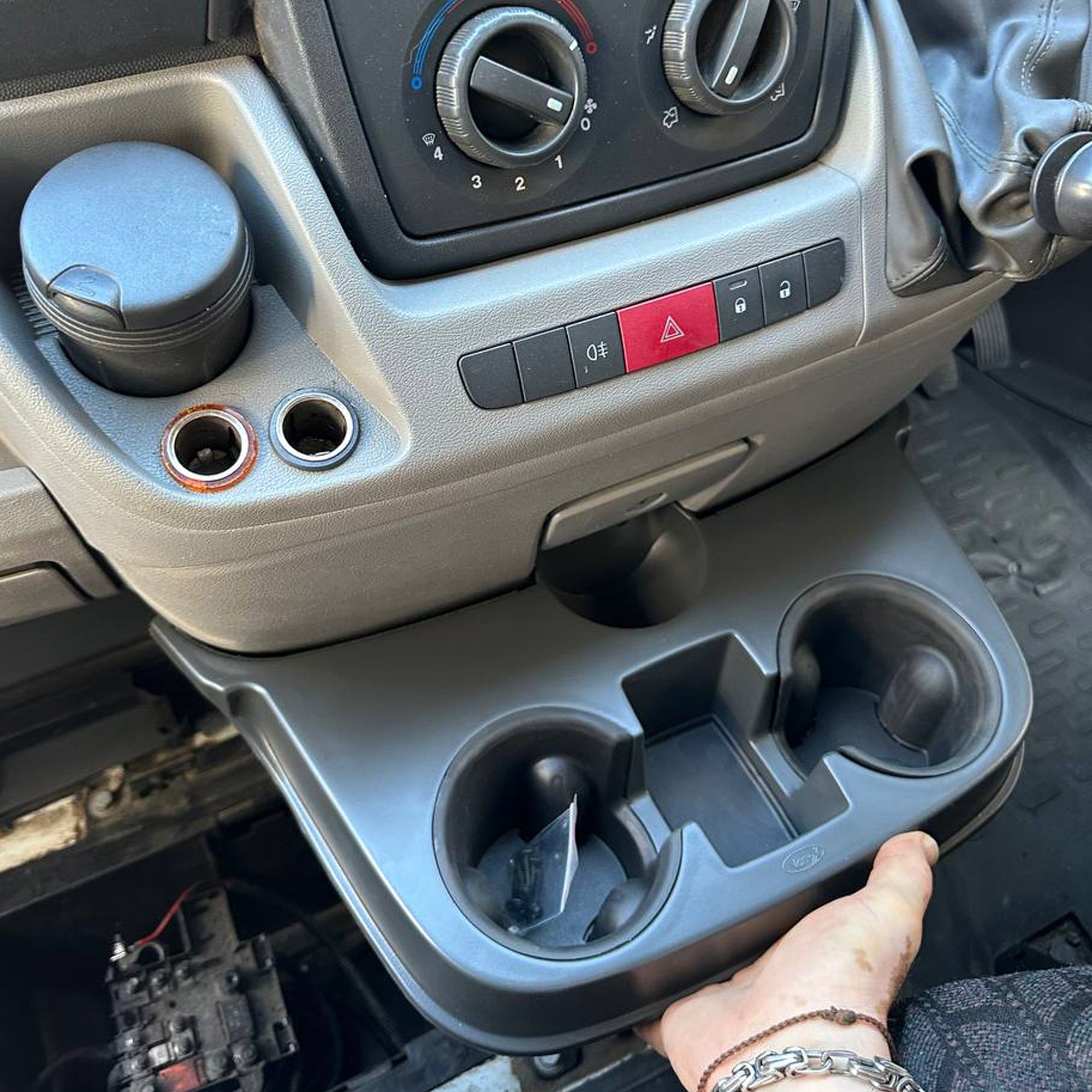 For Vauxhall Movano Cupholder Console - Grey | Van-X