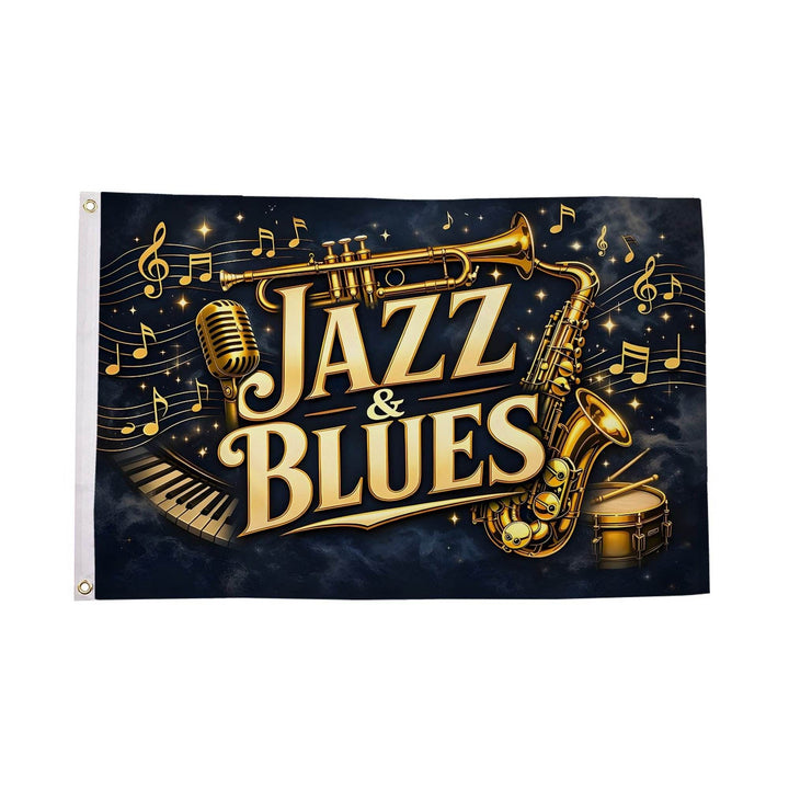 Jazz and blues flag 5ft x 3ft with two metal eyelets