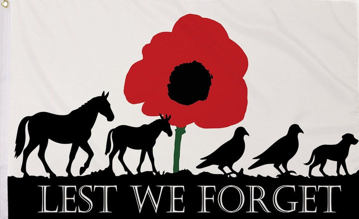 Lest we forget ANIMALS flag 5ft x 3ft with eyelets