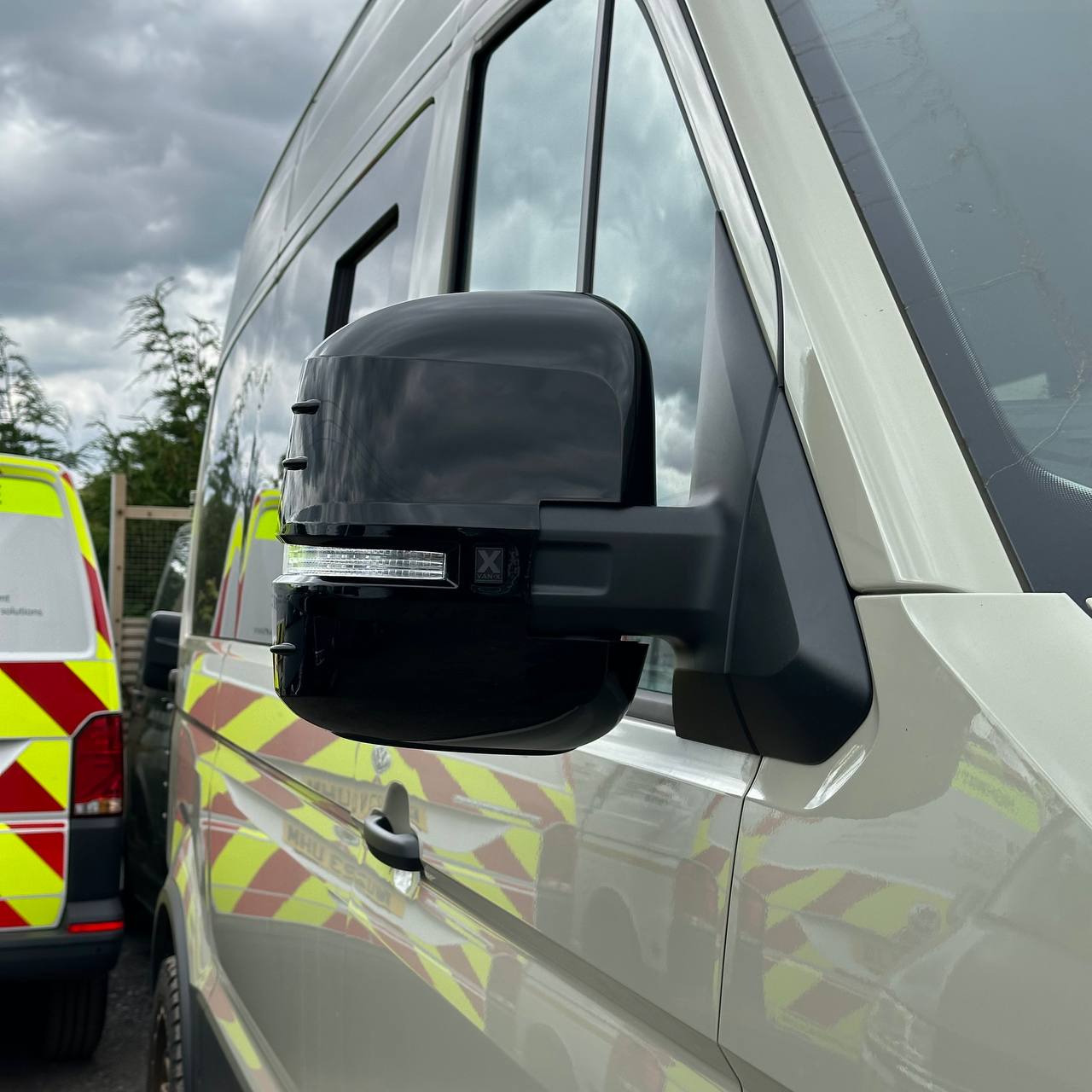 For VW Crafter New Shape Wing Mirror Covers Gloss Black Set of 2 Mirror Cap Styling Upgrade - Van-X