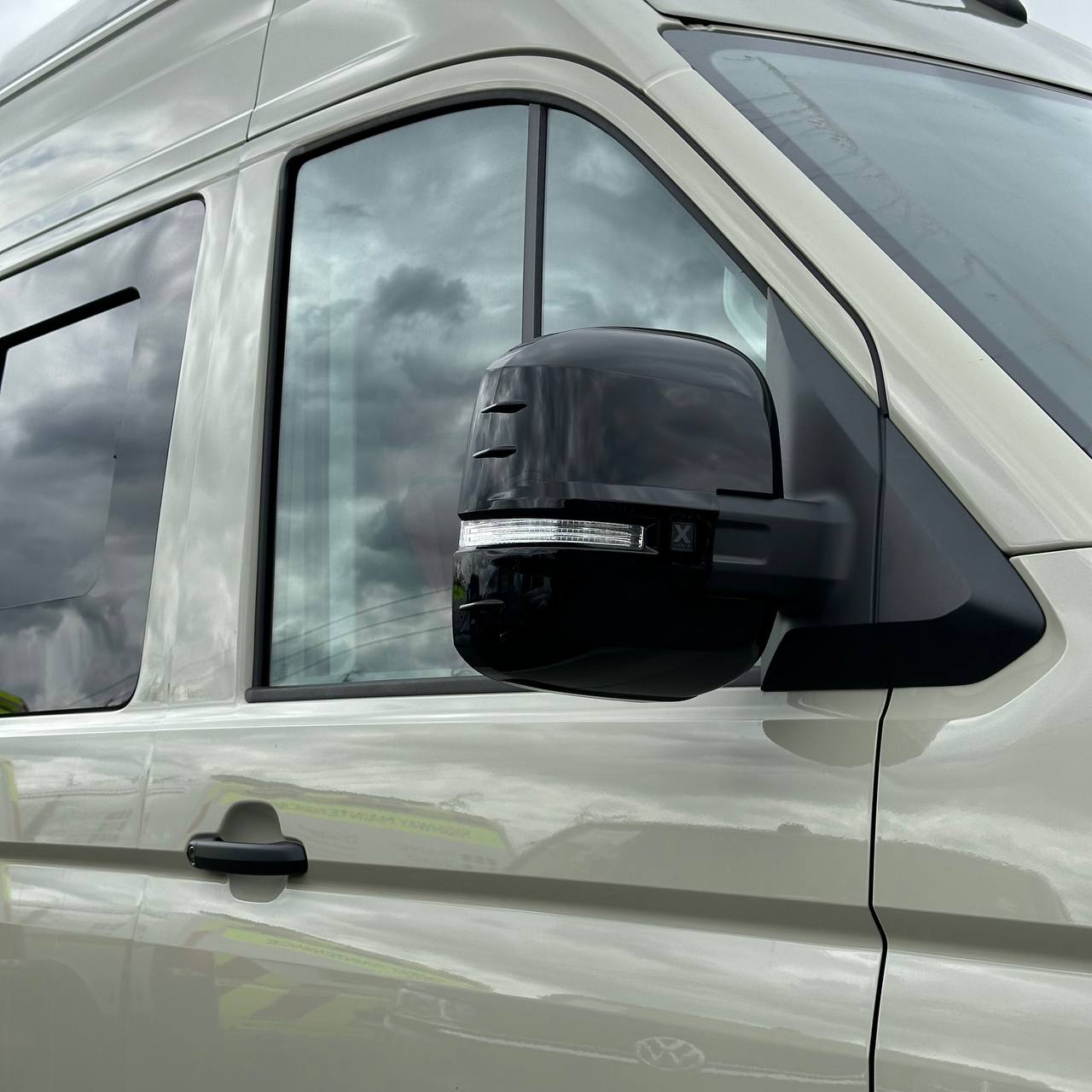 For MAN TGE Wing Mirror Covers Gloss Black Set of 2 Mirror Cap Styling Upgrade - Van-X