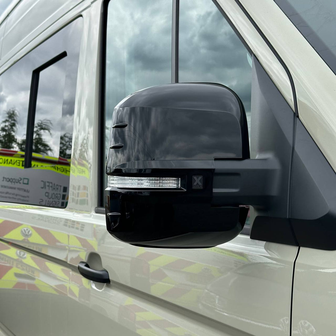 For MAN TGE Wing Mirror Covers Gloss Black Set of 2 Mirror Cap Styling Upgrade - Van-X