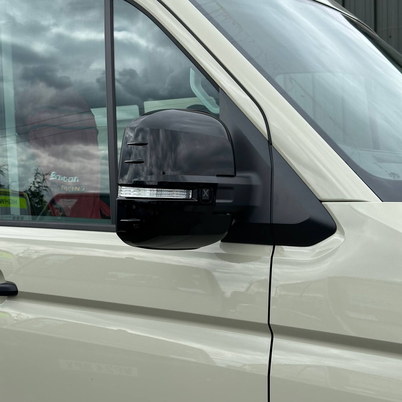 For MAN TGE Wing Mirror Covers Gloss Black Set of 2 Mirror Cap Styling Upgrade - Van-X