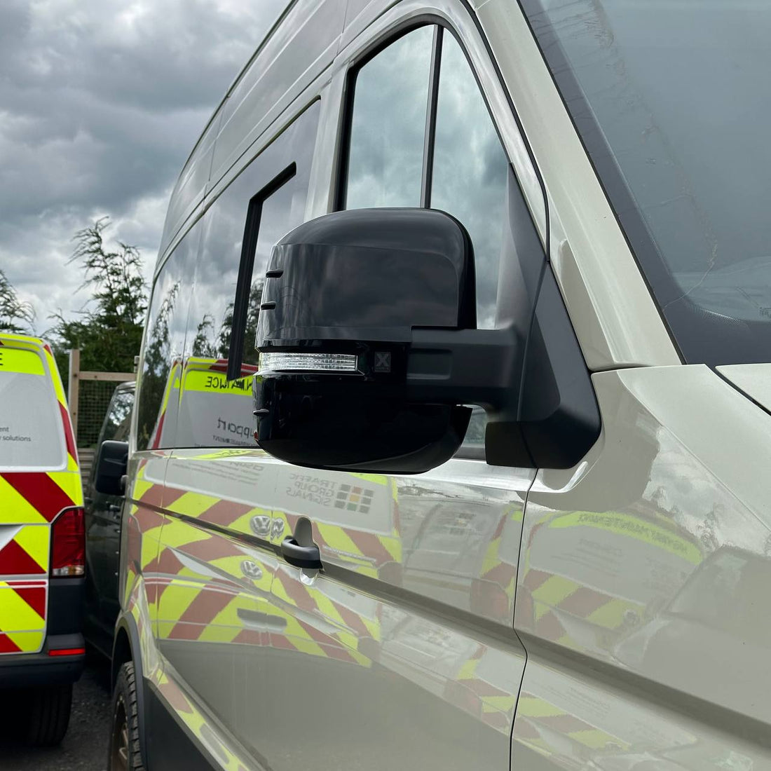 For VW Crafter New Shape Wing Mirror Covers Gloss Black Set of 2 Mirror Cap Styling Upgrade - Van-X