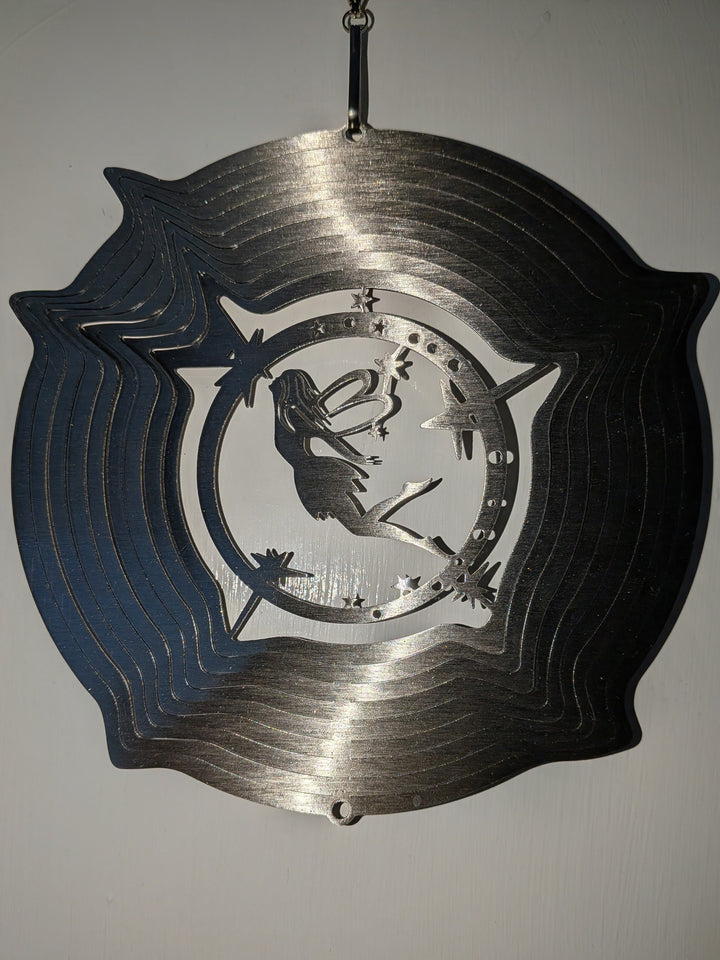 Fairy silver 6 inch garden windspinner