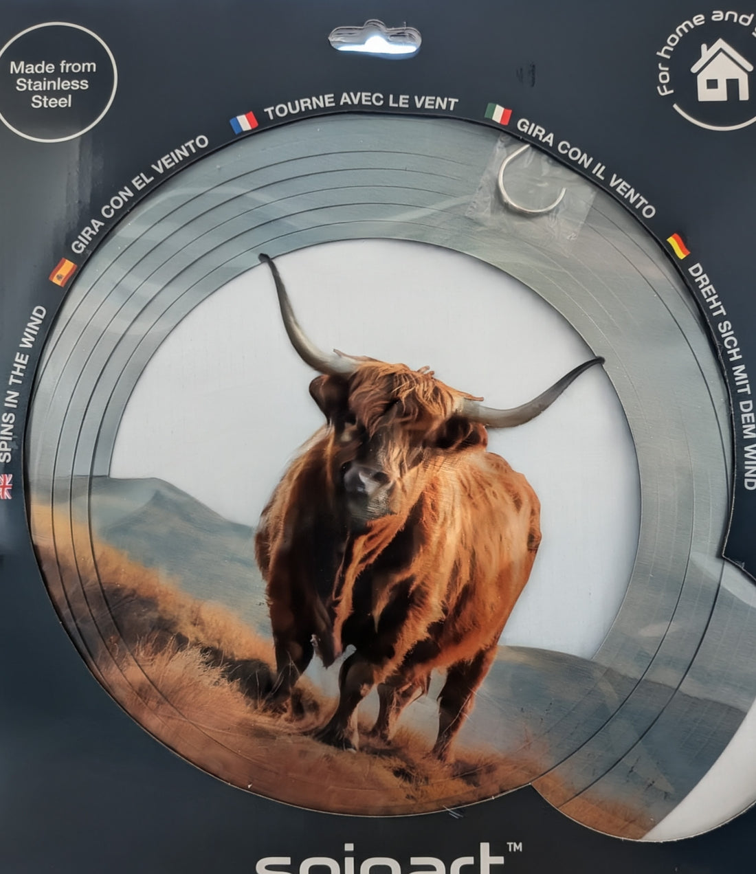 Highland cow 12 inch garden windspinner