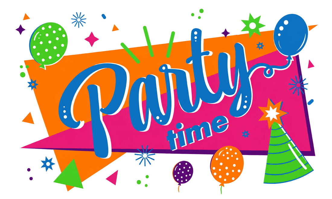 Party time flag 5ft x 3ft with eyelets