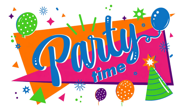 Party time flag 5ft x 3ft with eyelets