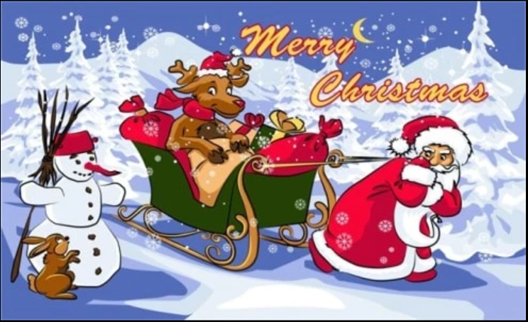 Rudolf on sleigh Chriatmas reindeer 5ft x 3ft flag