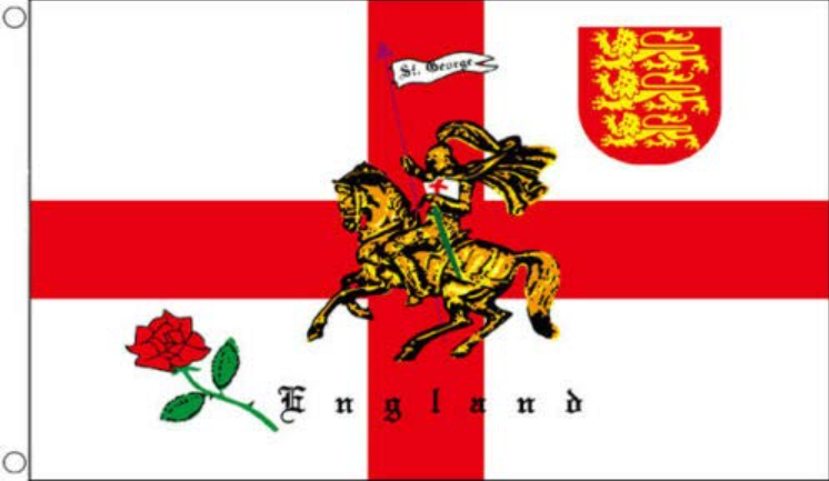 St George charger English rose lion flag 5ft x 3ft