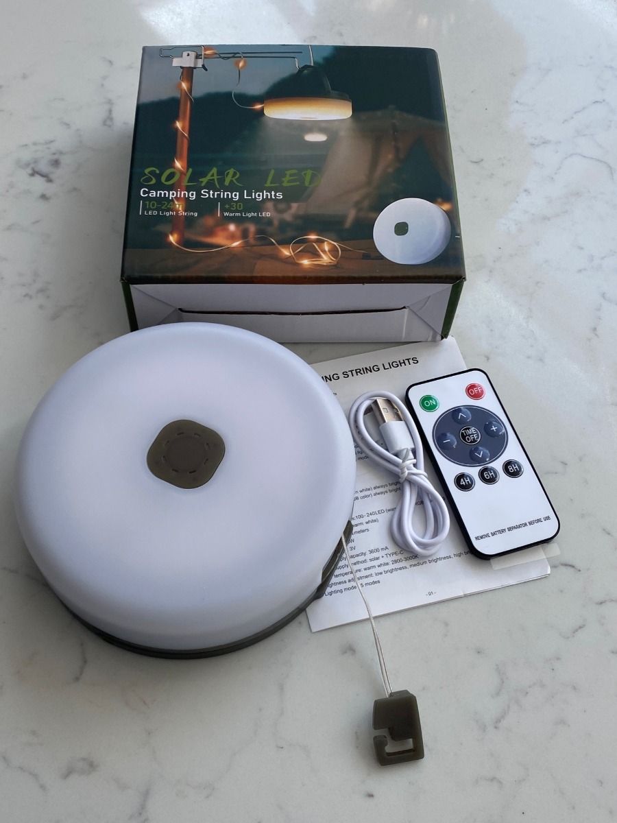 Solar / USB rechargeable 10m string/pole  light in multi colour and warm white multi function