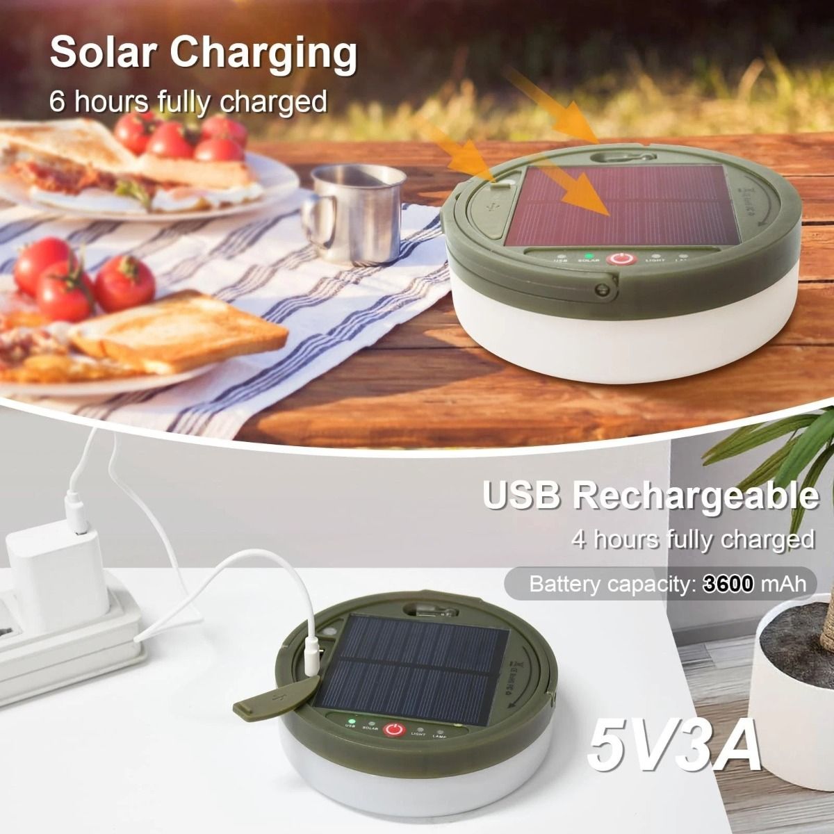 Solar / USB rechargeable 10m string/pole  light in multi colour and warm white multi function