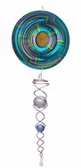 Swirl Mandala artist crystal tail stainless steel windspinner set by Spin art