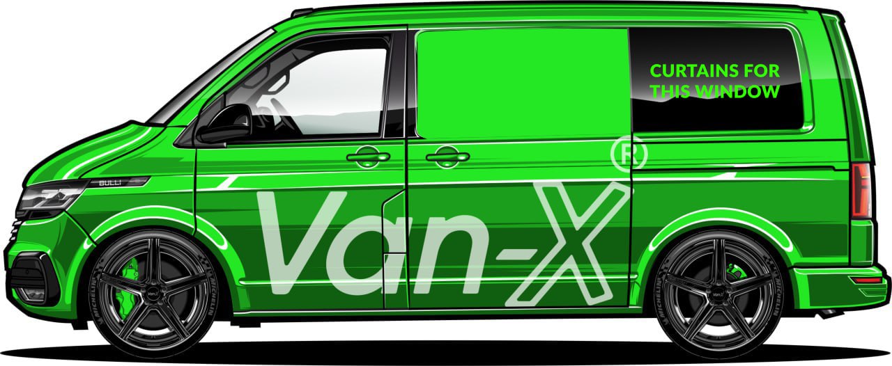 For VW T6.1 Transporter Van Conversion Premium Curtains - Black/Black - CREATE YOUR OWN BUNDLE! Van-X