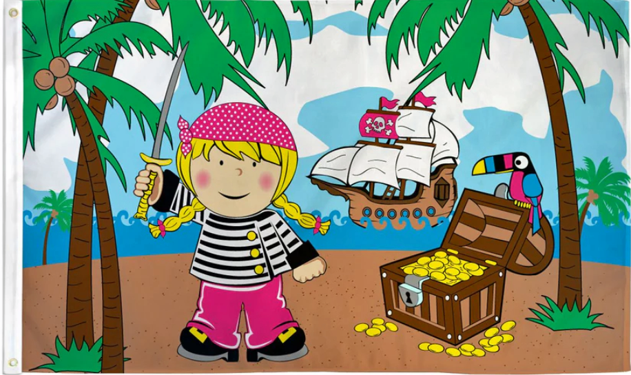 Treasure island girl flag 5ft x 3ft with eyelets