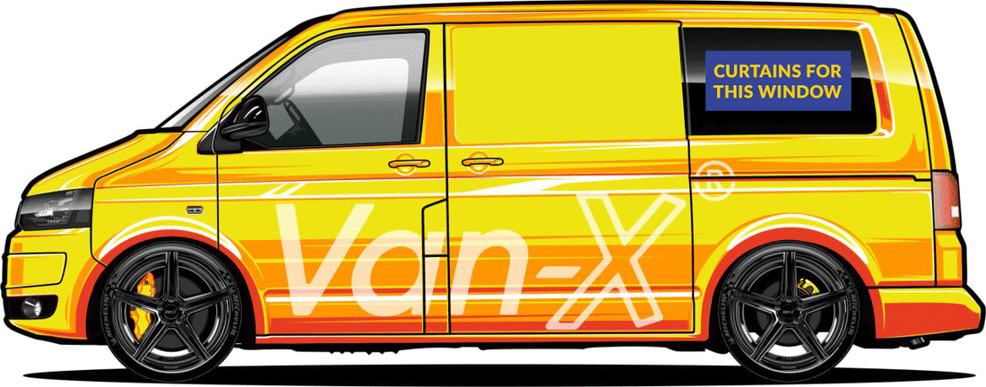 For VW Caddy Window Curtains Eco-Line Black | Camper Van Curtains | Van-X