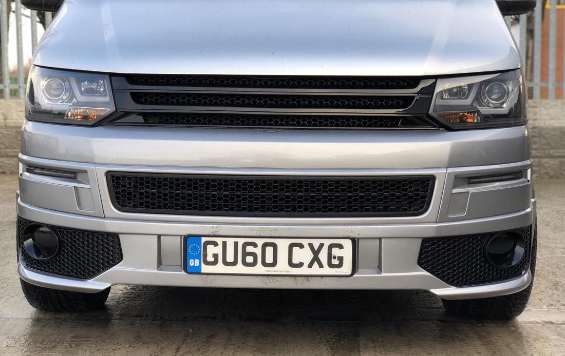 For VW T5.1 Transporter Van Front Styling Gloss-Black Package (2pcs) Painted and Ready to Fit