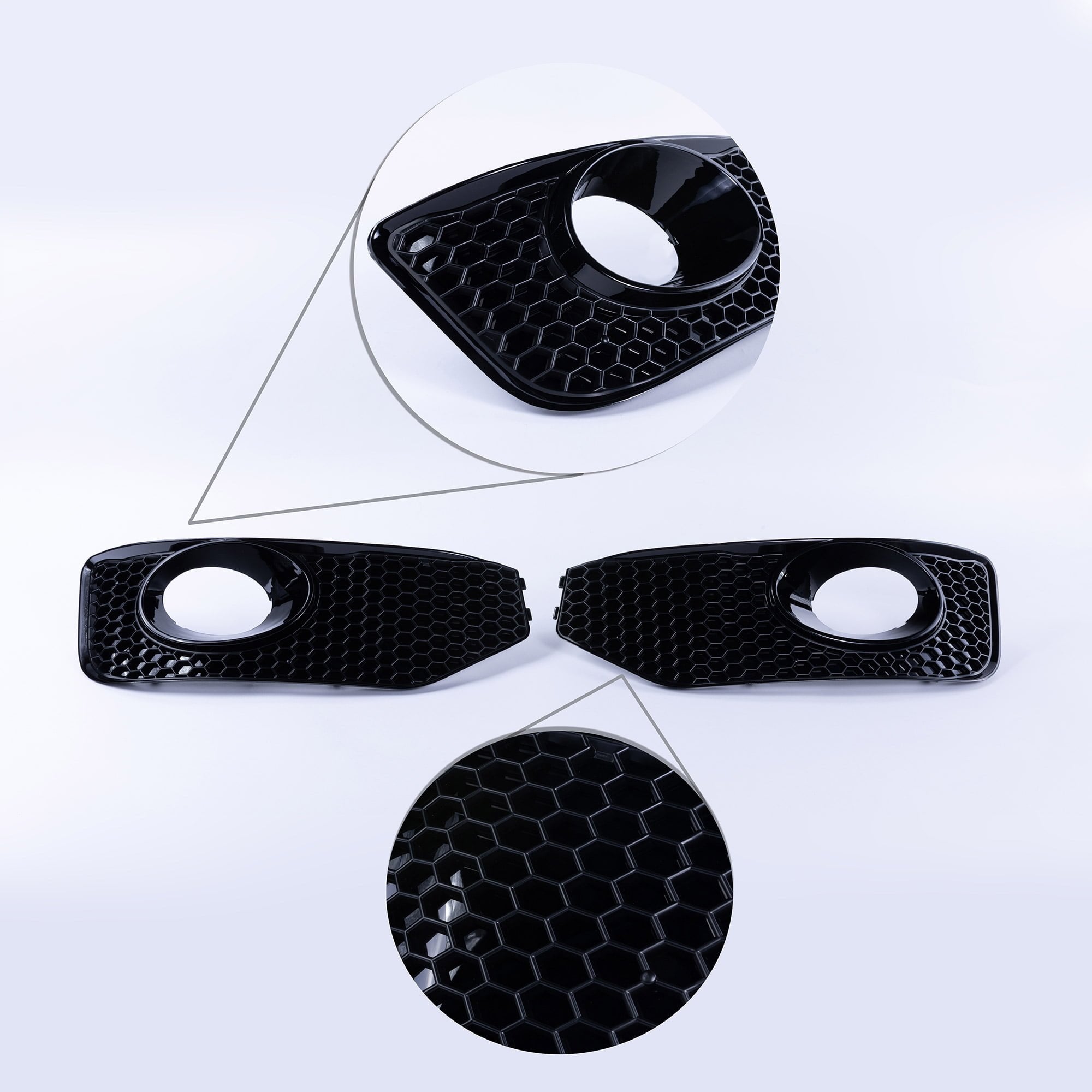For VW T5.1 Transporter Front Foglight Trims – Honeycomb Sportline Matte Black | Van-X