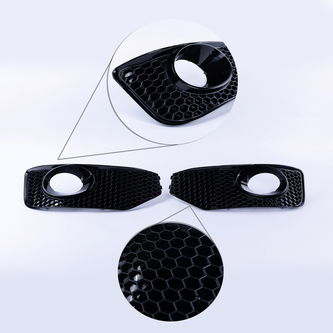 For VW T5.1 Transporter Front Foglight Trims – Honeycomb Sportline Matte Black | Van-X