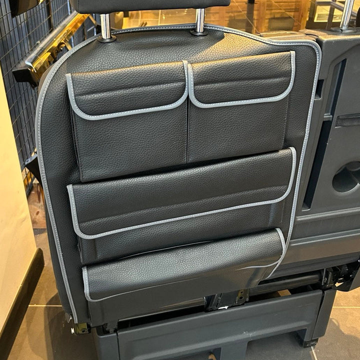 For New VW Crafter Left Side Double Passenger Seat Back Organiser | Black Leatherette Storage Pocket | Van-X