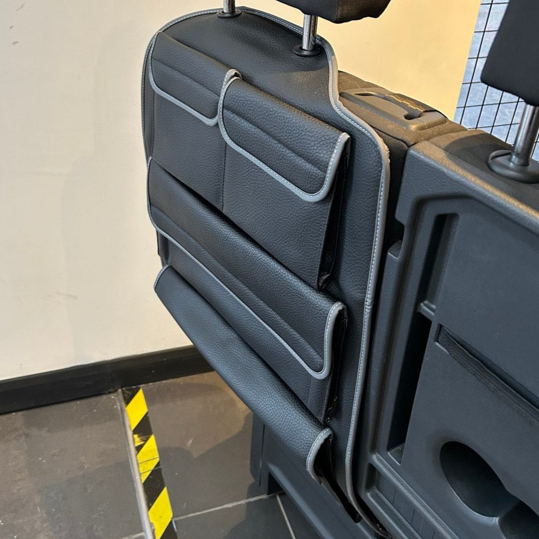 For New VW Crafter Left Side Double Passenger Seat Back Organiser | Black Leatherette Storage Pocket | Van-X